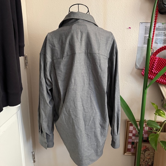 Enza Costa Button Up Blouse Gray 2 - Picture 3 of 8